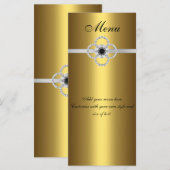 Carte de Menu Or Noir Argent Diamant Bijou (Devant / Derrière)