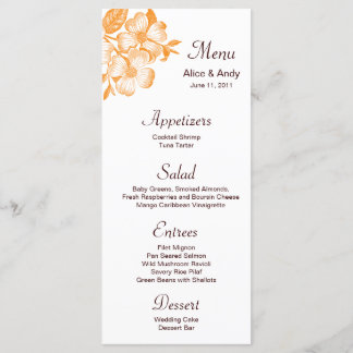 Carte de menu Orange Dogwood Flower