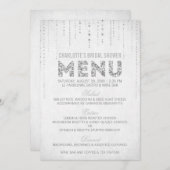 Carte de menu Paillettes Argentées (Devant / Derrière)