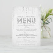 Carte de menu Paillettes Argentées (Debout devant)