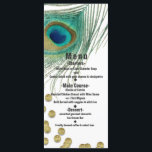 Carte de menu Peacock Feathers & Gold Boho Glam Pa<br><div class="desc">Peacock Feathers & Gold Boho Glam Party Menu Card. Les éléments correspondants de cette conception sont disponibles.</div>