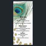 Carte de menu Peacock Feathers & Gold Boho Glam Pa<br><div class="desc">Peacock Feathers & Gold Boho Glam Party Menu Card. Les éléments correspondants de cette conception sont disponibles.</div>