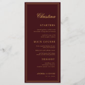 Carte de menu personnalisée avec nom de l'invité e (Devant)