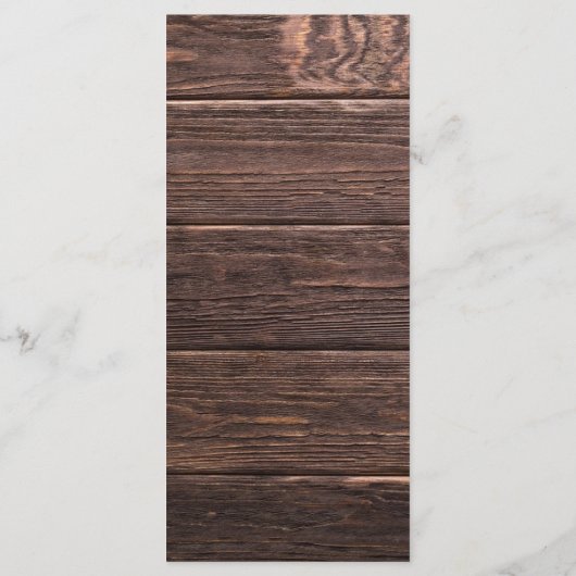 Carte de menu personnalisée Mariage en chêne rusti (Dos)