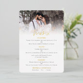 Carte de menu photo de mariage à écriture moderne (Debout devant)