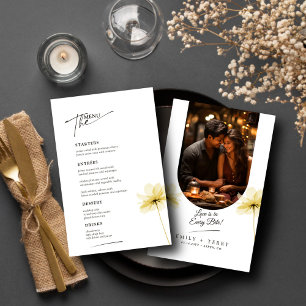 Carte de menu photo Mariage Floral Grace or Hour