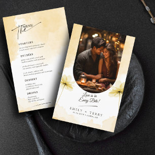 Carte de menu photo Mariage Floral Grace or Hour