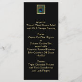 Carte de menu Pièce Peacock Noir et Or (Dos)
