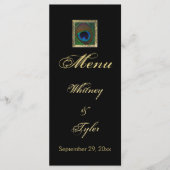 Carte de menu Pièce Peacock Noir et Or (Devant)