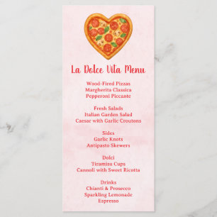 Carte de menu pizza en forme de cœur Carreaux ro