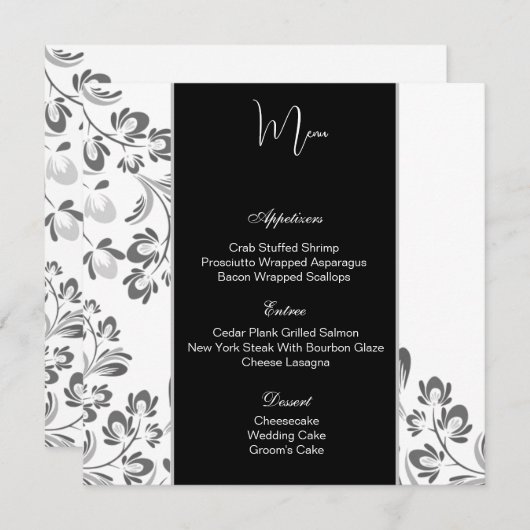 Carte de menu plat (Devant / Derrière)