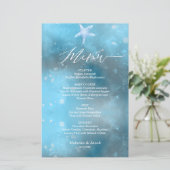 Carte de menu plat Budget Blue Sea Summer Mariage (Debout devant)