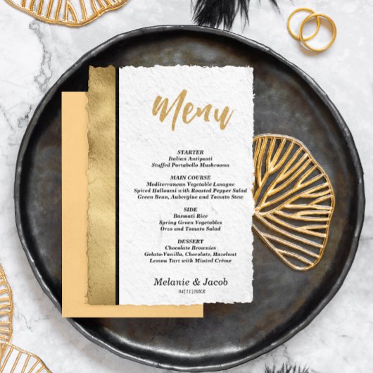 Carte de menu plat Budget Elegant Gold Scripture