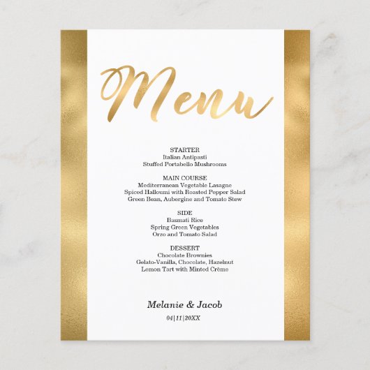 Carte de menu plat Budget Elegant Gold Scripture (Devant)