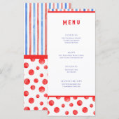 Carte de menu plat événement rouge bleu été fun (Devant / Derrière)