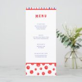 Carte de menu plat événement rouge bleu été fun (Debout devant)