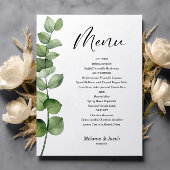 Carte de menu plat Feuilles verts Budget Eucalyptu