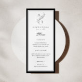 Carte de menu plat Mariage Monogramme Feuille clas