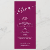 Carte de menu plat Mariage rouge Bourgogne (Devant)