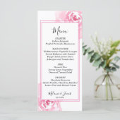 Carte de menu plat Rose couleur rose (Debout devant)