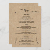 Carte de menu plat Rustique Mariage de table en pa (Devant / Derrière)
