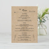 Carte de menu plat Rustique Mariage de table en pa (Debout devant)