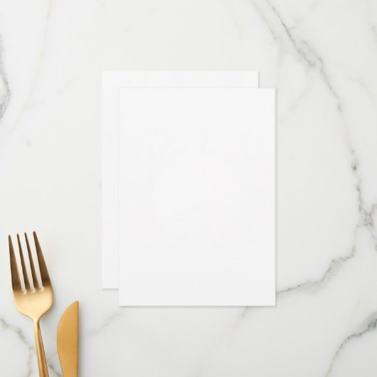 Carte de menu plate 11,4 cm x 15,9 cm (Devant/Arrière en situation)