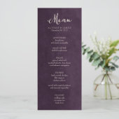 Carte de menu Plum Purple Mariage (Debout devant)
