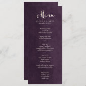 Carte de menu Plum Purple Mariage (Devant / Derrière)