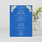 Carte de Menu Plus Grande - Roses Bleu Cobalt et B (Debout devant)