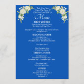 Carte de Menu Plus Grande - Roses Bleu Cobalt et B (Devant)