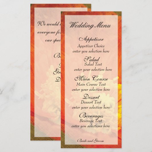 Carte de menu Poppy (Devant / Derrière)