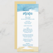 Carte de menu pour dîner en mer et sable d'aquarel (Devant / Derrière)
