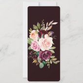 Carte de menu pour dîner Floral Burgundy Vert (Dos)