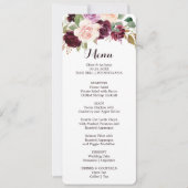 Carte de menu pour dîner Floral Burgundy Vert (Devant)