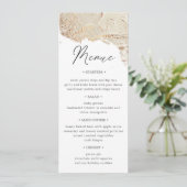 Carte de menu pour dîner Mariage or texturé (Debout devant)