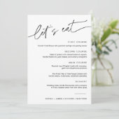 Carte de menu pour le dîner et le dîner Mariage EV (Debout devant)