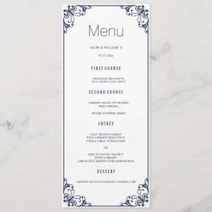 Carte de menu pour le dîner Mariage de la Marine