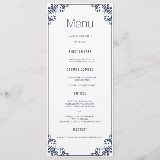 Carte de menu pour le dîner Mariage de la Marine (Devant)
