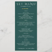 Carte de menu pour un événement élégant sarcelle M (Dos)