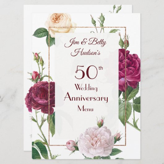 Carte de menu pour une fête d'anniversaire de mari (Devant / Derrière)