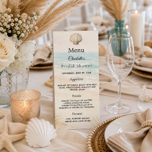 Carte de menu pour une fête de douche de mariée su