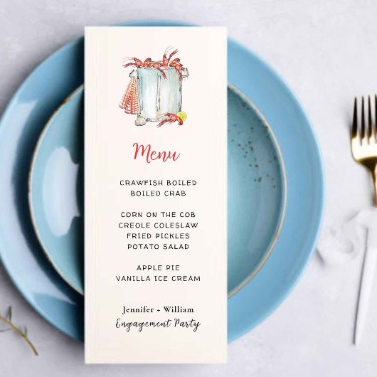 Carte de menu pour une fête d'ébullition d'écrevis