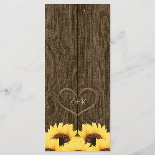 CARTE DE MENU PURPLE RUSTIC SUNFLOWER (Dos)