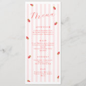 Carte de menu Rayures roses et fraise (Devant)