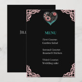 Carte de Menu Réception de Mariage Cœur Quillé (Devant / Derrière)