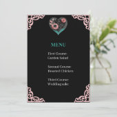 Carte de Menu Réception de Mariage Cœur Quillé (Debout devant)