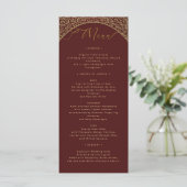 Carte de menu Red Damask Elegant Wedding (Debout devant)