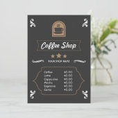 Carte de menu rétro pour café (Debout devant)