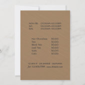 Carte de menu rétro pour café (Dos)